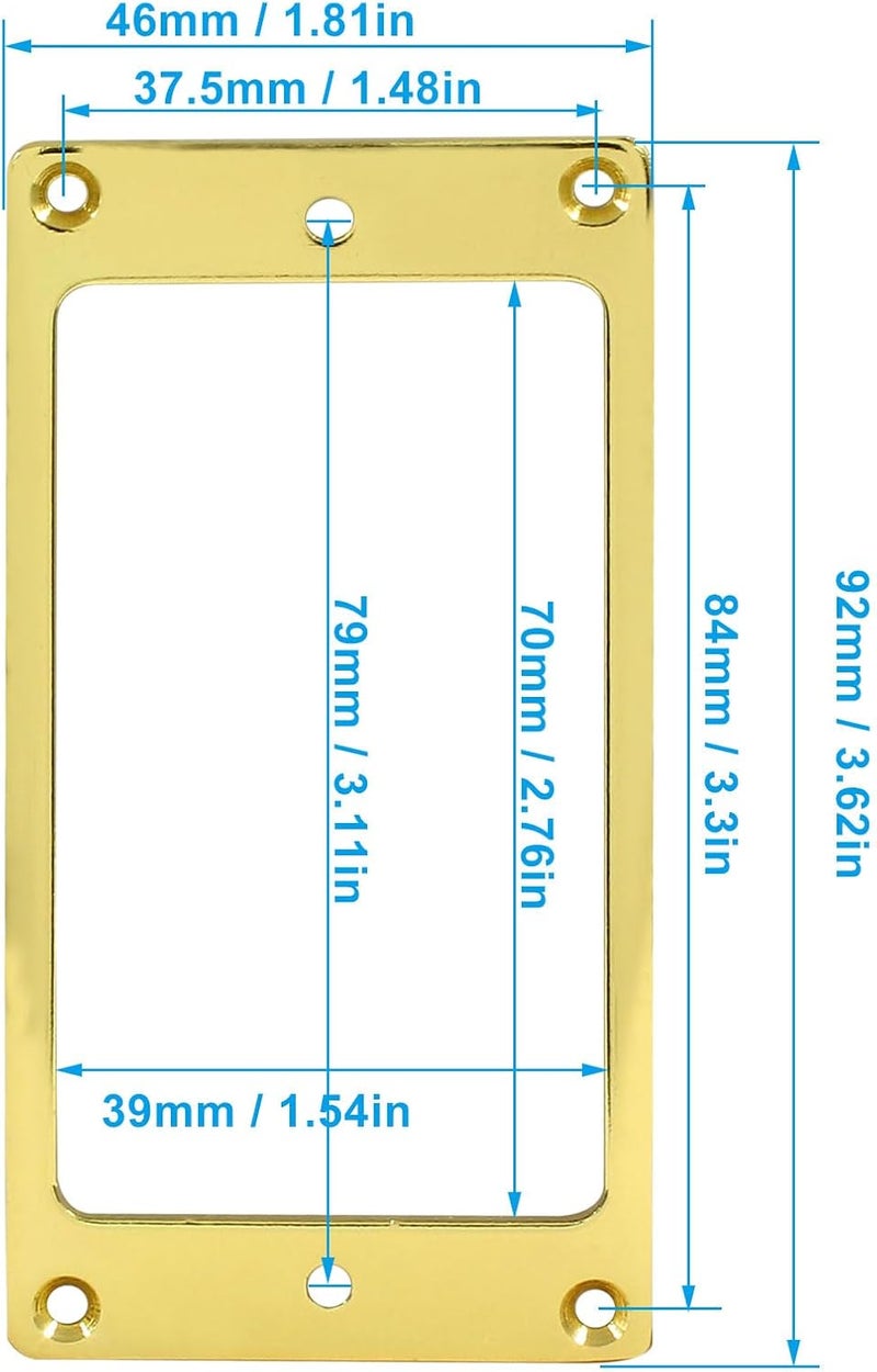 Hitefu 2 Pcs Metal Humbucker Cover, Flat Electric Guitar Pickup Frame Replacement, Bridge Neck Pickups Cover with Screws (Gold) - Image 3